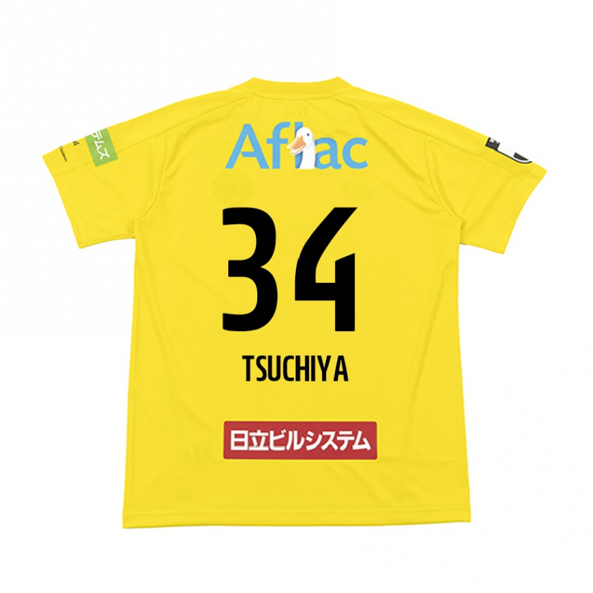 Kids Football Takumi Tsuchiya #34 Yellow Black Home Jersey 2024/25 T-Shirt Australia