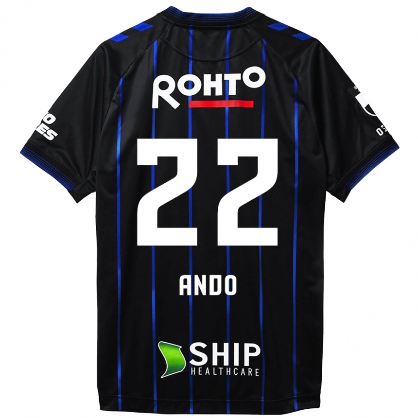 Kids Football Rikuto Ando #22 Black Blue Home Jersey 2024/25 T-Shirt Australia