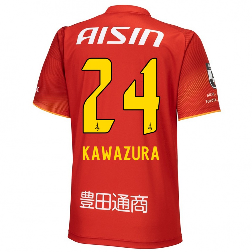 Kids Football Akinari Kawazura #24 Red White Yellow Home Jersey 2024/25 T-Shirt Australia