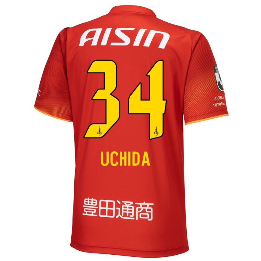 Kids Football Takuya Uchida #34 Red White Yellow Home Jersey 2024/25 T-Shirt Australia