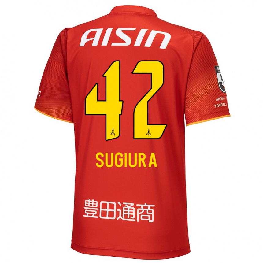 Kids Football Shungo Sugiura #42 Red White Yellow Home Jersey 2024/25 T-Shirt Australia