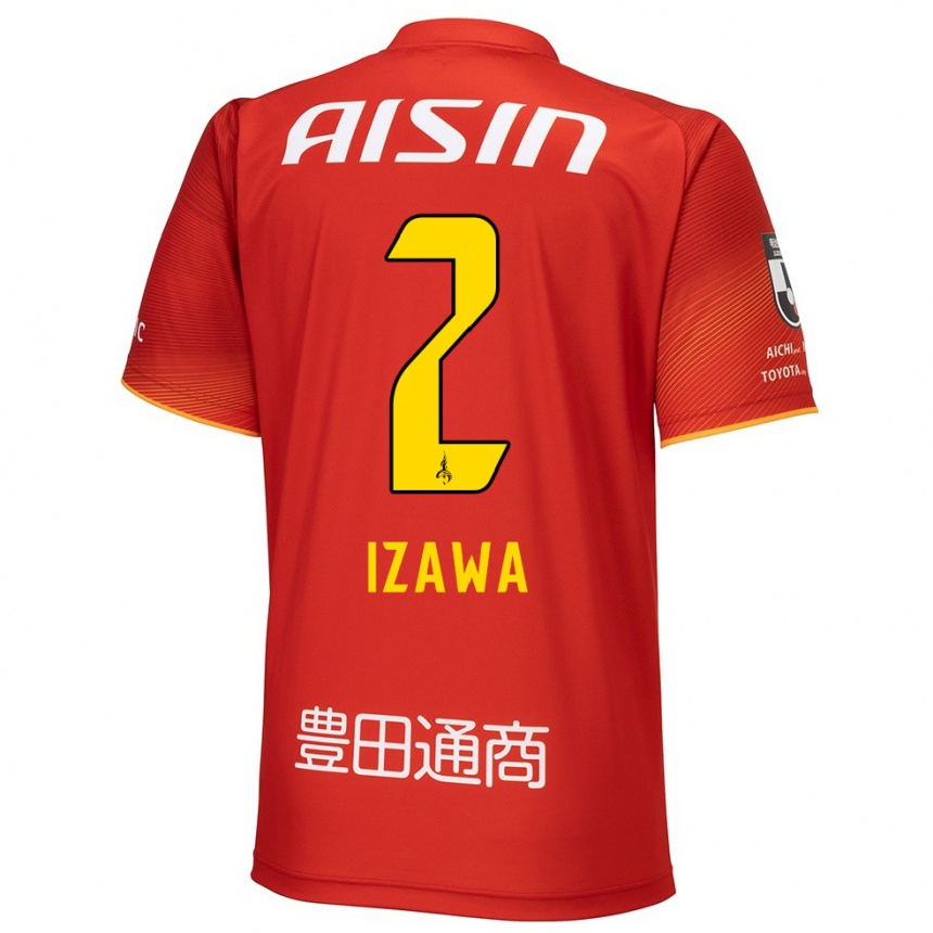 Kids Football Shuto Izawa #2 Red White Yellow Home Jersey 2024/25 T-Shirt Australia