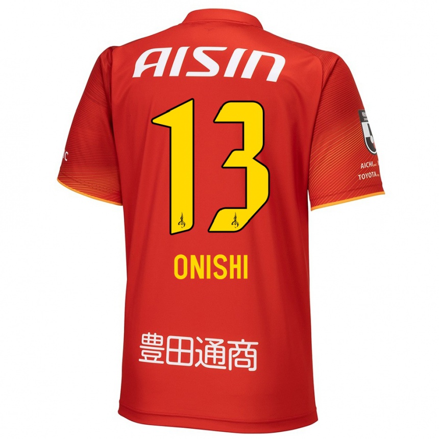 Kids Football Ritsu Onishi #13 Red White Yellow Home Jersey 2024/25 T-Shirt Australia