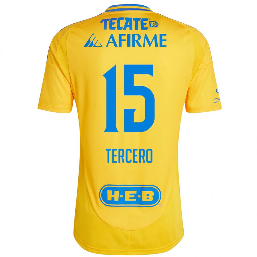 Kids Football Eduardo Tercero #15 Gold Yellow Home Jersey 2024/25 T-Shirt Australia