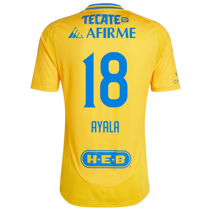 Kids Football David Ayala #18 Gold Yellow Home Jersey 2024/25 T-Shirt Australia