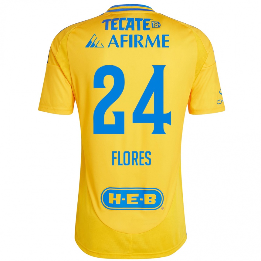 Kids Football Marcelo Flores #24 Gold Yellow Home Jersey 2024/25 T-Shirt Australia