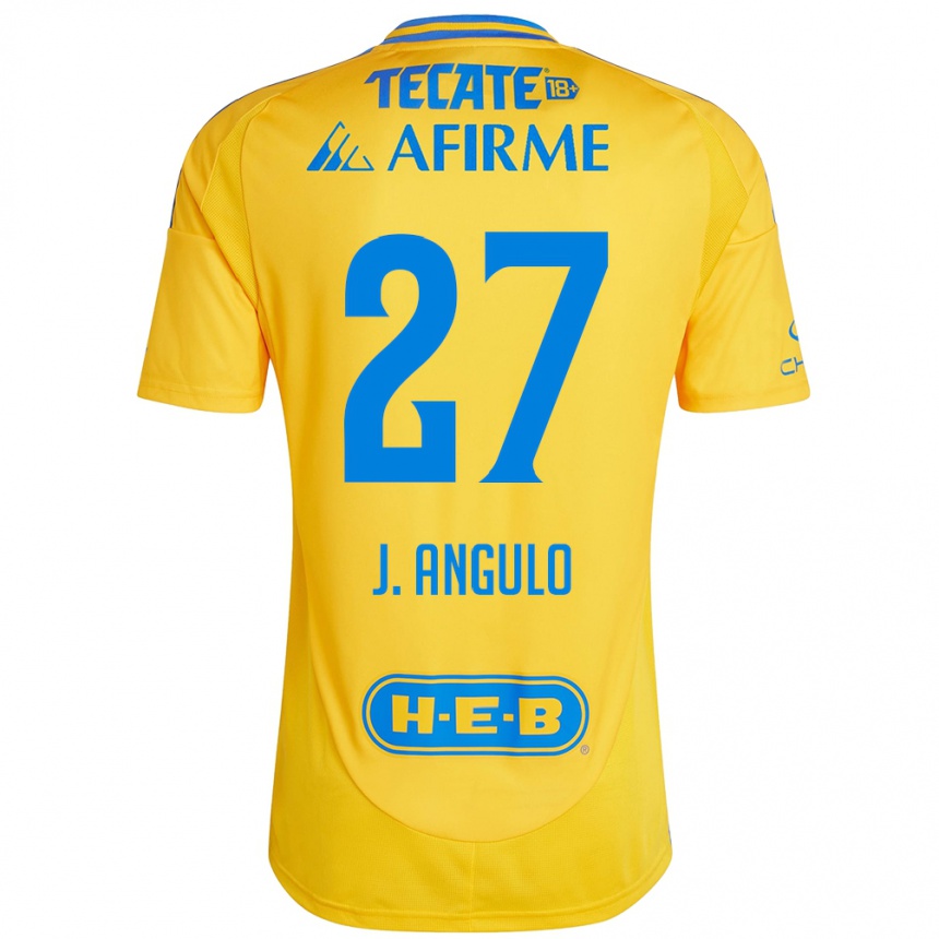 Kids Football Jesús Angulo #27 Gold Yellow Home Jersey 2024/25 T-Shirt Australia