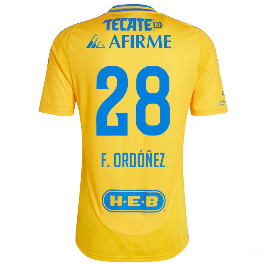 Kids Football Fernando Ordóñez #28 Gold Yellow Home Jersey 2024/25 T-Shirt Australia