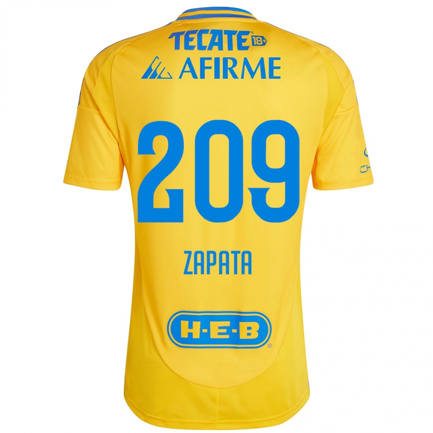 Kids Football Jorge Zapata #209 Gold Yellow Home Jersey 2024/25 T-Shirt Australia