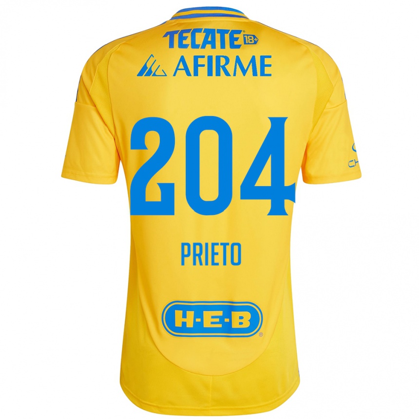 Kids Football Leonel Prieto #204 Gold Yellow Home Jersey 2024/25 T-Shirt Australia