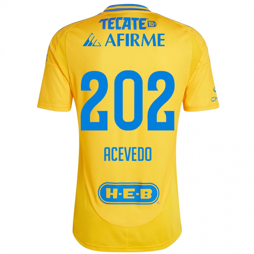 Kids Football José Acevedo #202 Gold Yellow Home Jersey 2024/25 T-Shirt Australia