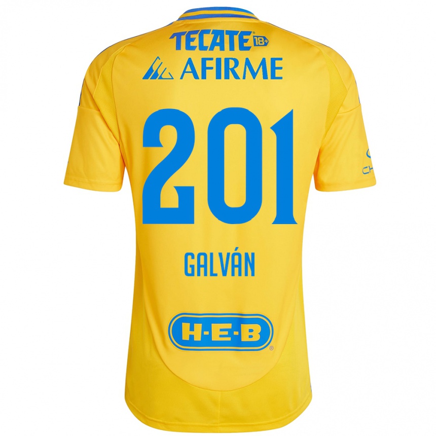 Kids Football Isac Galván #201 Gold Yellow Home Jersey 2024/25 T-Shirt Australia