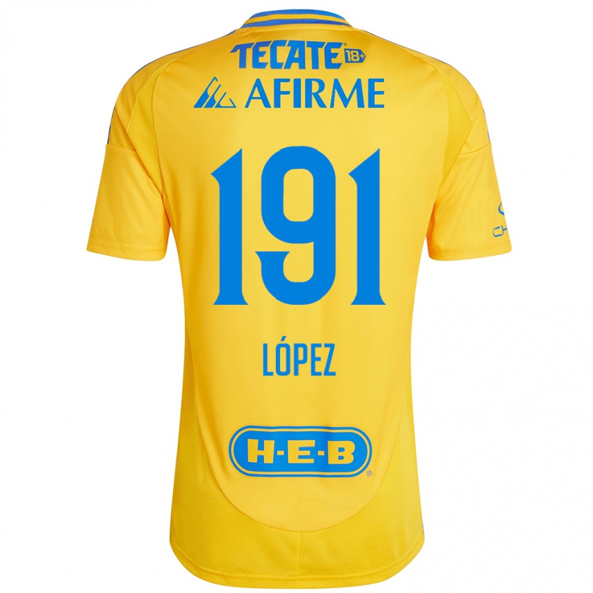 Kids Football Adrián López #191 Gold Yellow Home Jersey 2024/25 T-Shirt Australia