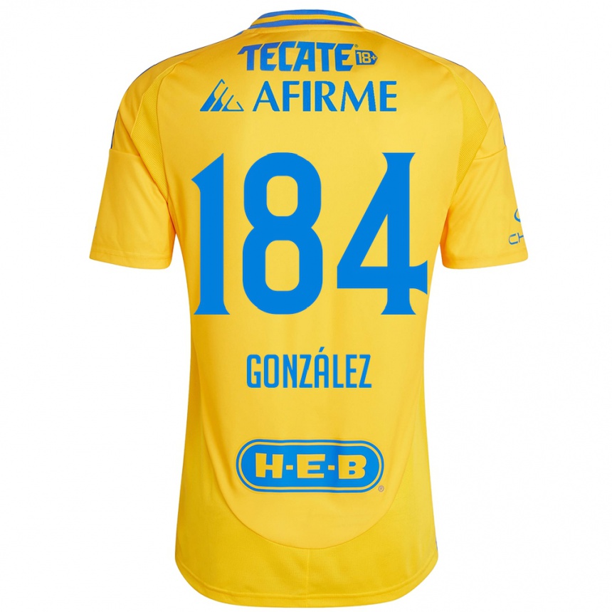 Kids Football Erick González #184 Gold Yellow Home Jersey 2024/25 T-Shirt Australia