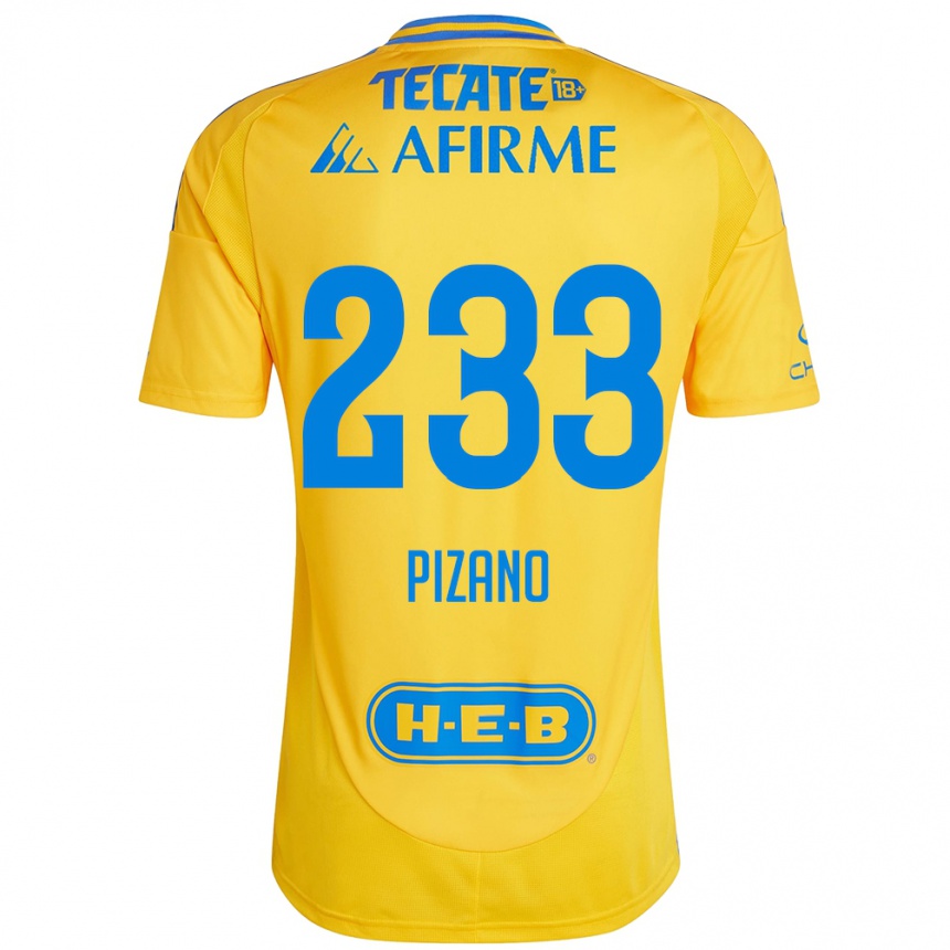 Kids Football Juan Pizano #233 Gold Yellow Home Jersey 2024/25 T-Shirt Australia