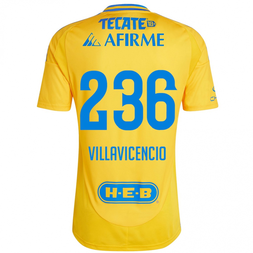 Kids Football Edgar Villavicencio #236 Gold Yellow Home Jersey 2024/25 T-Shirt Australia