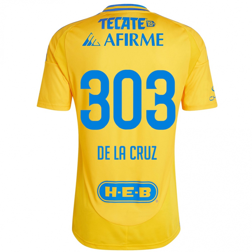 Kids Football Erick De La Cruz #303 Gold Yellow Home Jersey 2024/25 T-Shirt Australia