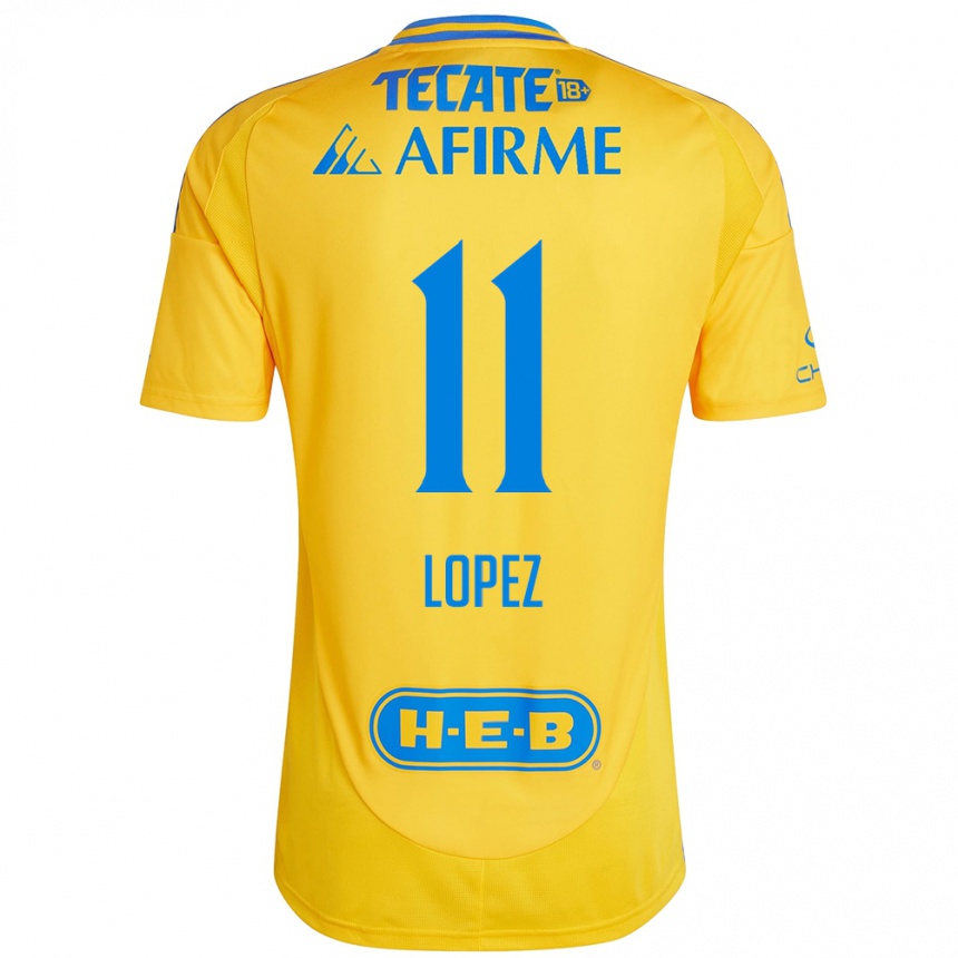 Kids Football Nicolas Lopez #11 Gold Yellow Home Jersey 2024/25 T-Shirt Australia