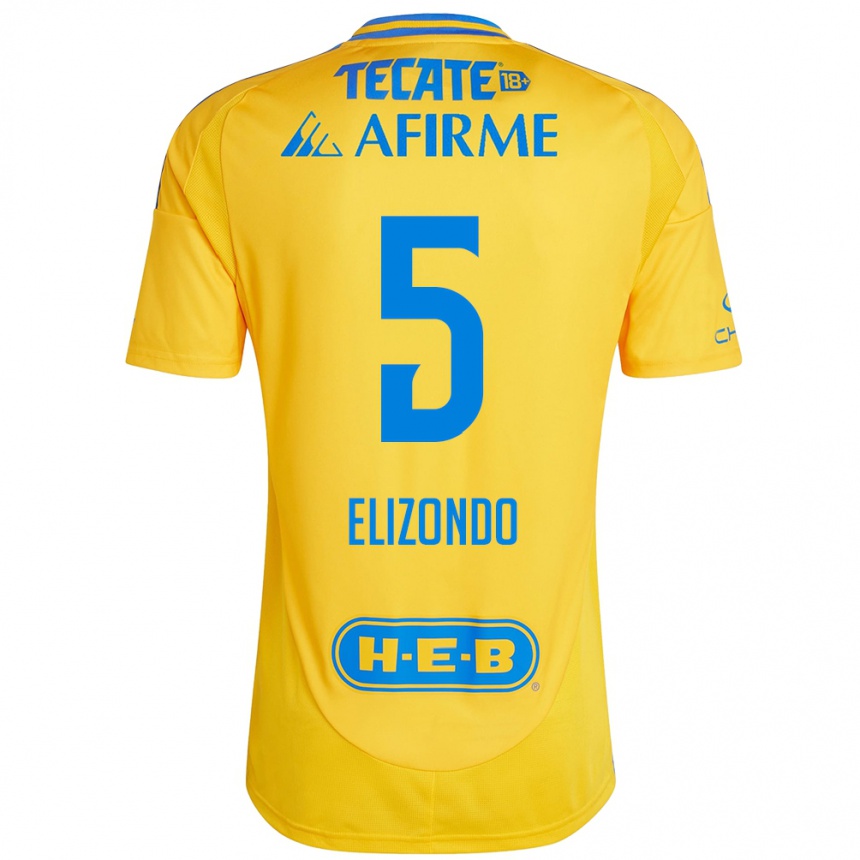 Kids Football Fernanda Elizondo #5 Gold Yellow Home Jersey 2024/25 T-Shirt Australia