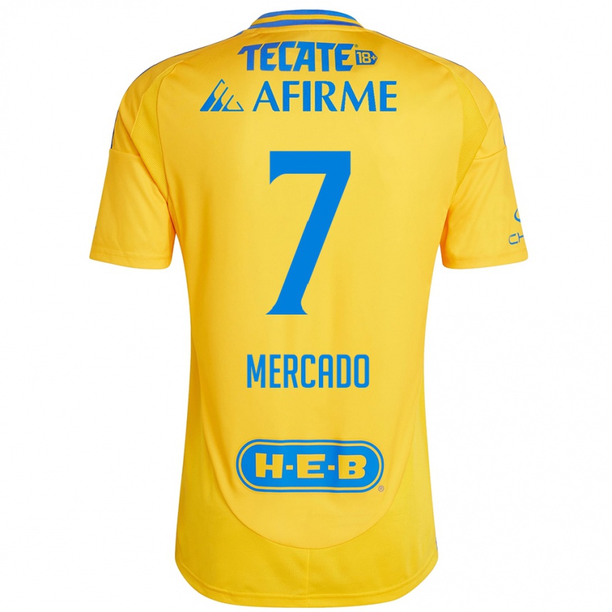 Kids Football Liliana Mercado #7 Gold Yellow Home Jersey 2024/25 T-Shirt Australia