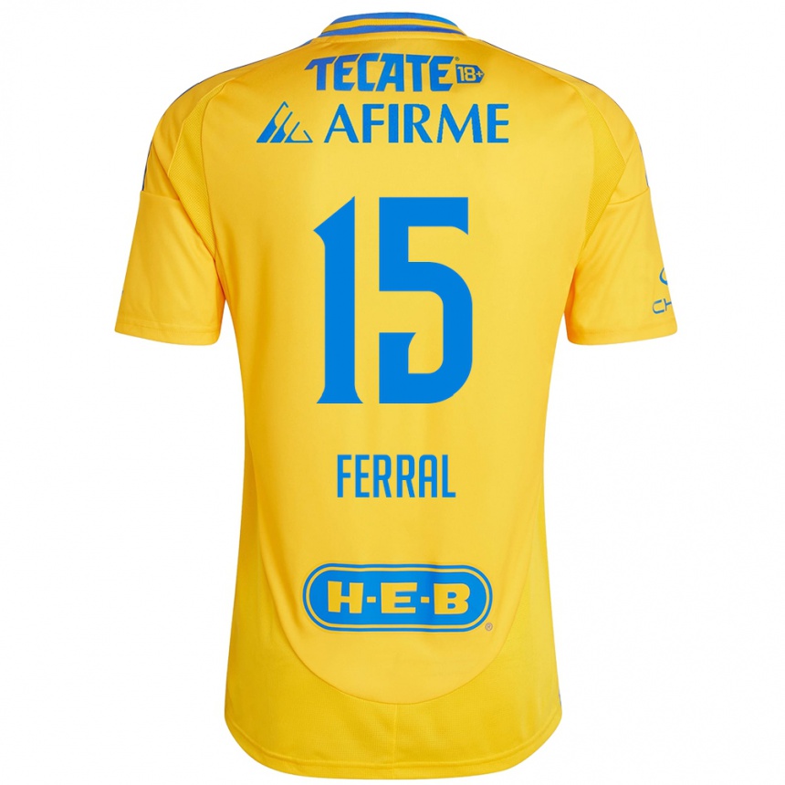 Kids Football Cristina Ferral #15 Gold Yellow Home Jersey 2024/25 T-Shirt Australia