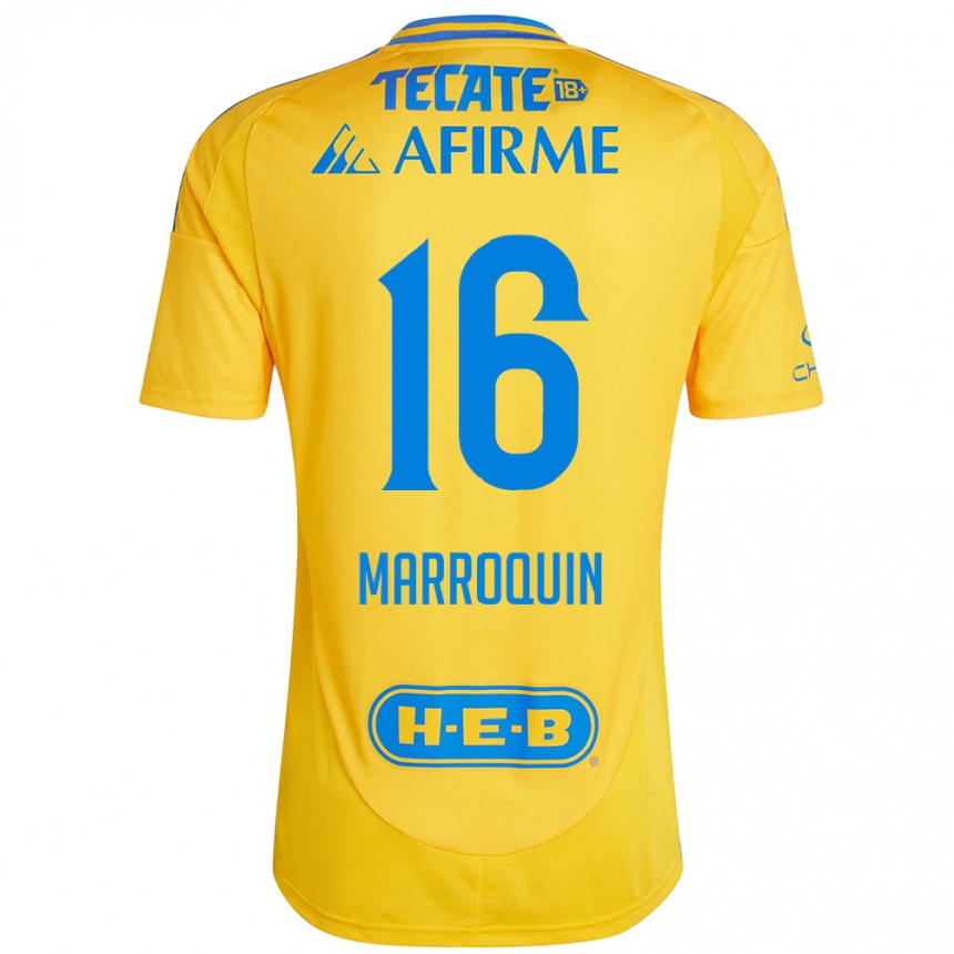 Kids Football Ammanda Marroquin #16 Gold Yellow Home Jersey 2024/25 T-Shirt Australia