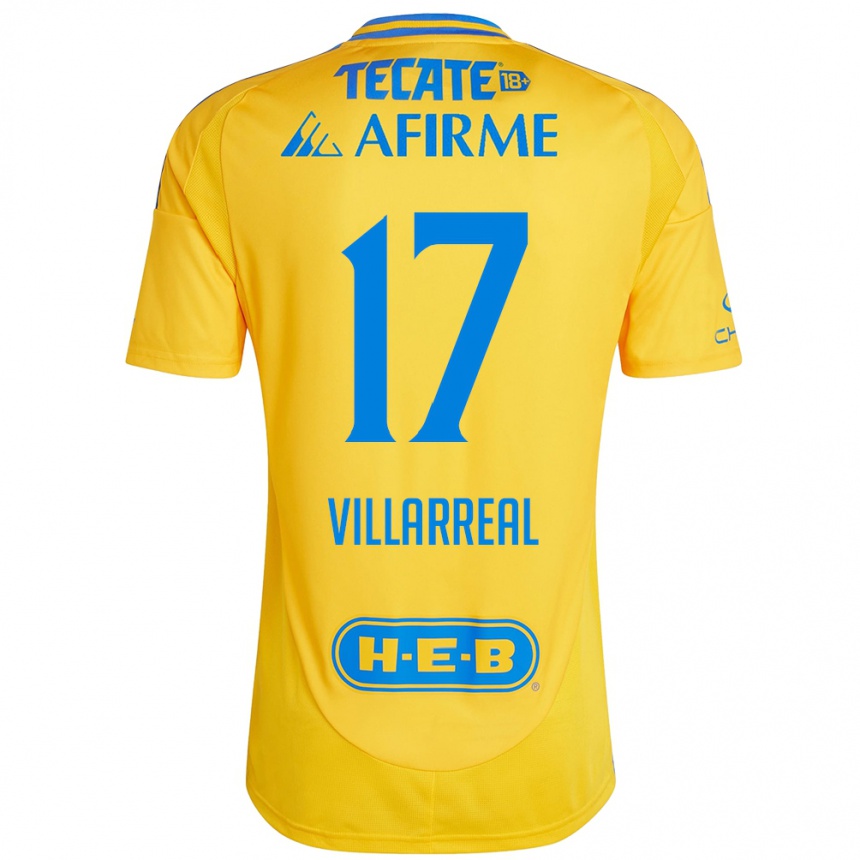 Kids Football Natalia Villarreal #17 Gold Yellow Home Jersey 2024/25 T-Shirt Australia