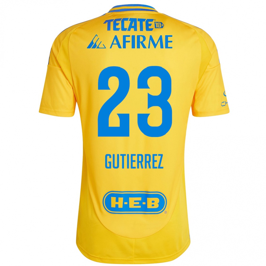 Kids Football Jana Gutierrez #23 Gold Yellow Home Jersey 2024/25 T-Shirt Australia