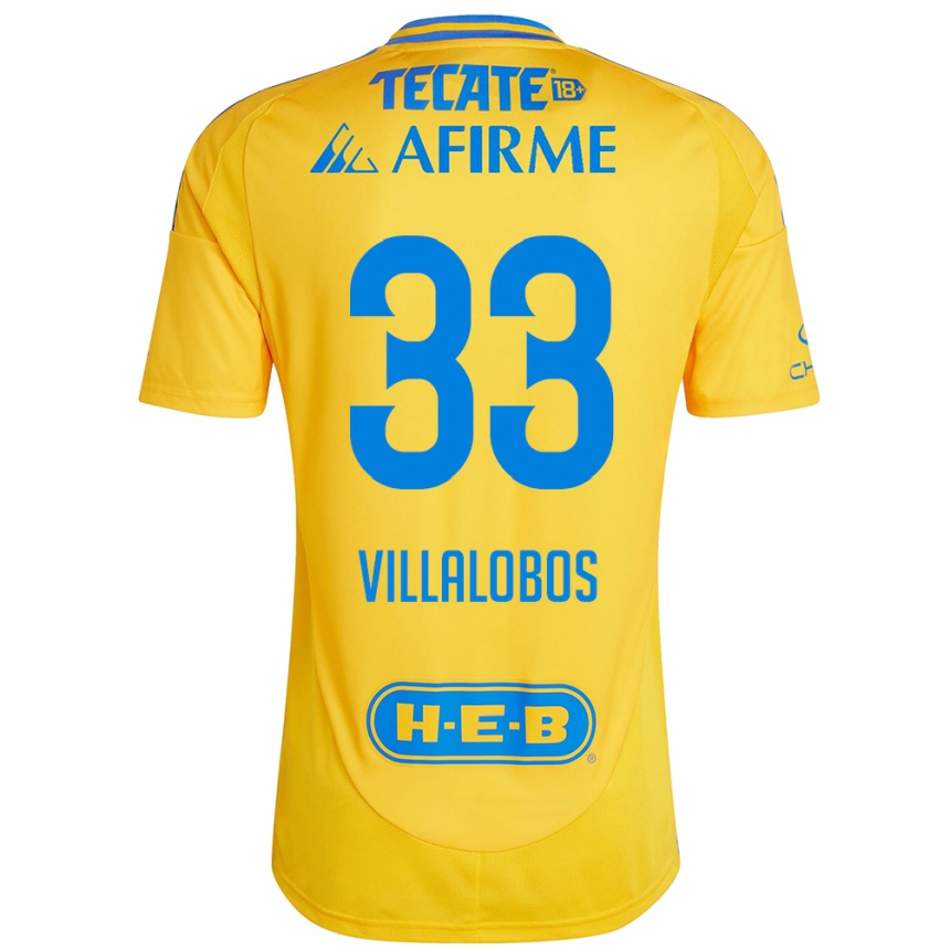 Kids Football Vania Villalobos #33 Gold Yellow Home Jersey 2024/25 T-Shirt Australia