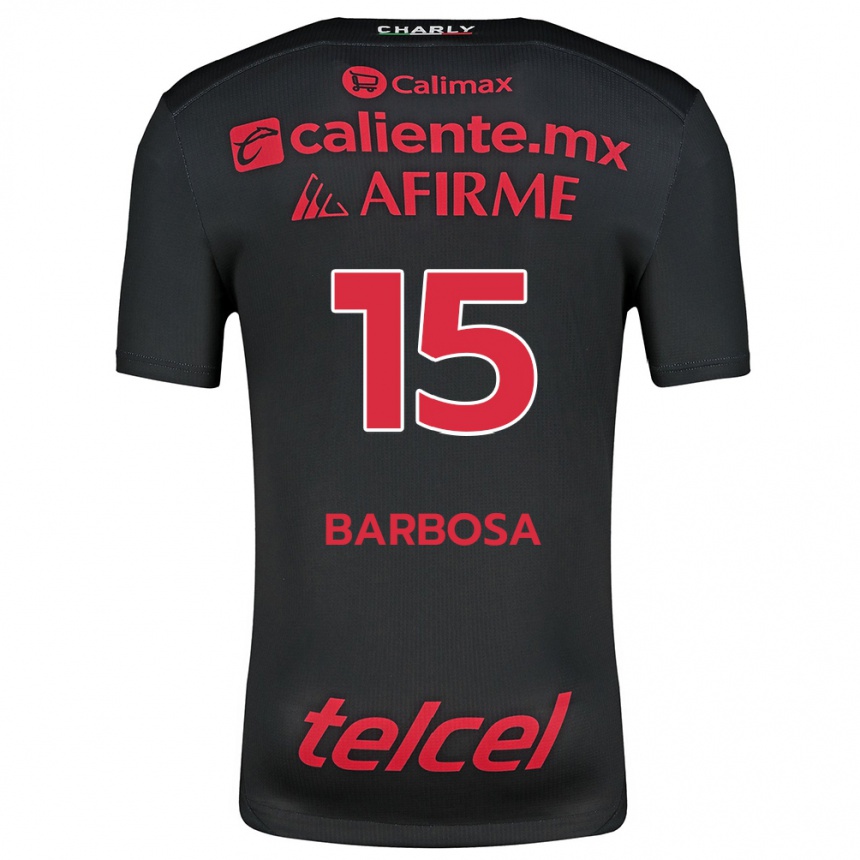 Kids Football Diego Barbosa #15 Black Red Home Jersey 2024/25 T-Shirt Australia