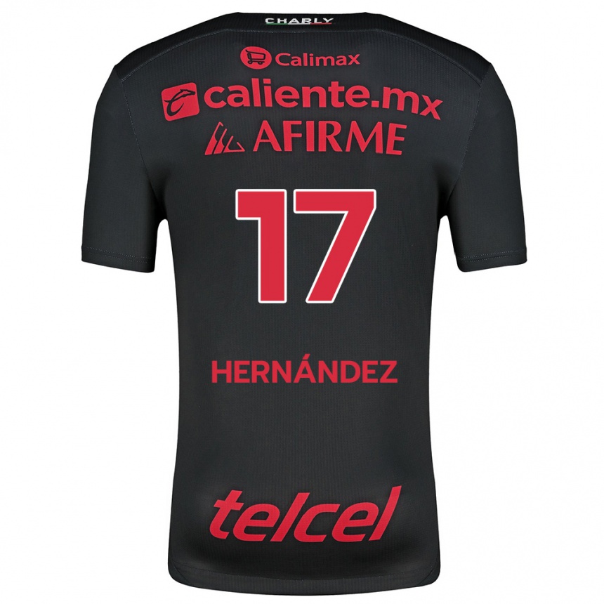 Kids Football Rubén Hernández #17 Black Red Home Jersey 2024/25 T-Shirt Australia