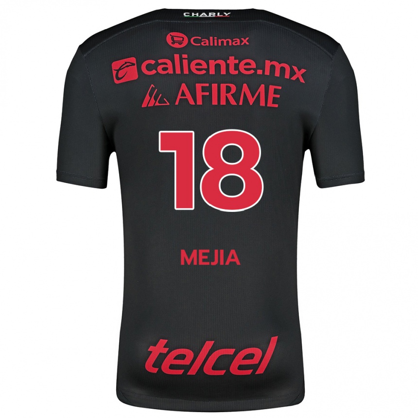 Kids Football Aarón Mejía #18 Black Red Home Jersey 2024/25 T-Shirt Australia