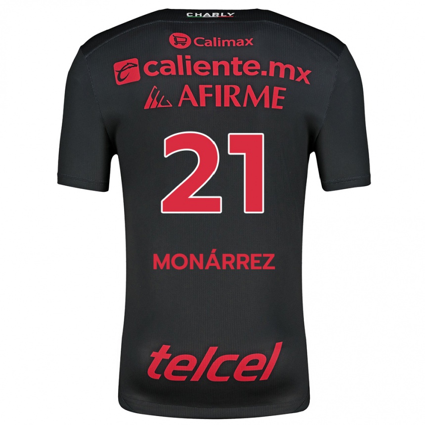 Kids Football Fernando Monárrez #21 Black Red Home Jersey 2024/25 T-Shirt Australia