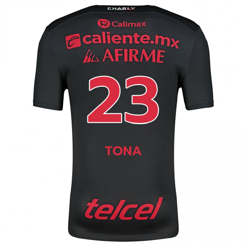 Kids Football Iván Tona #23 Black Red Home Jersey 2024/25 T-Shirt Australia