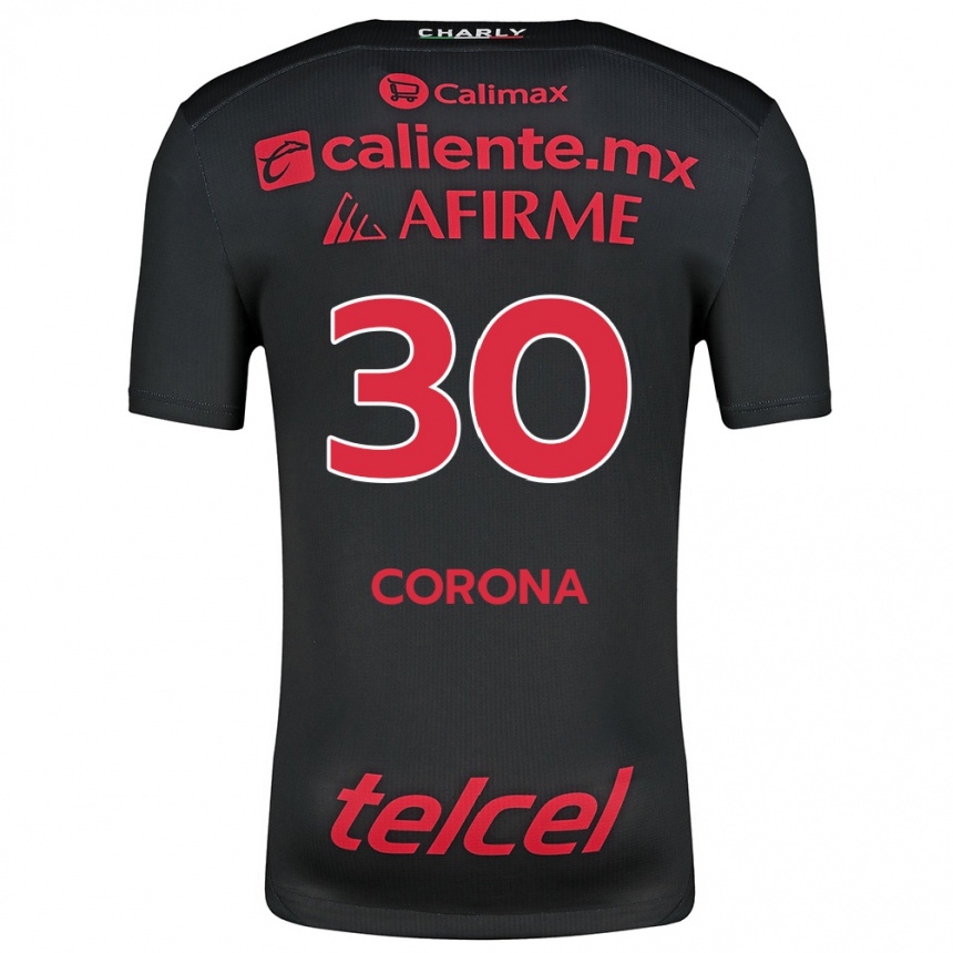 Kids Football Jesús Corona #30 Black Red Home Jersey 2024/25 T-Shirt Australia