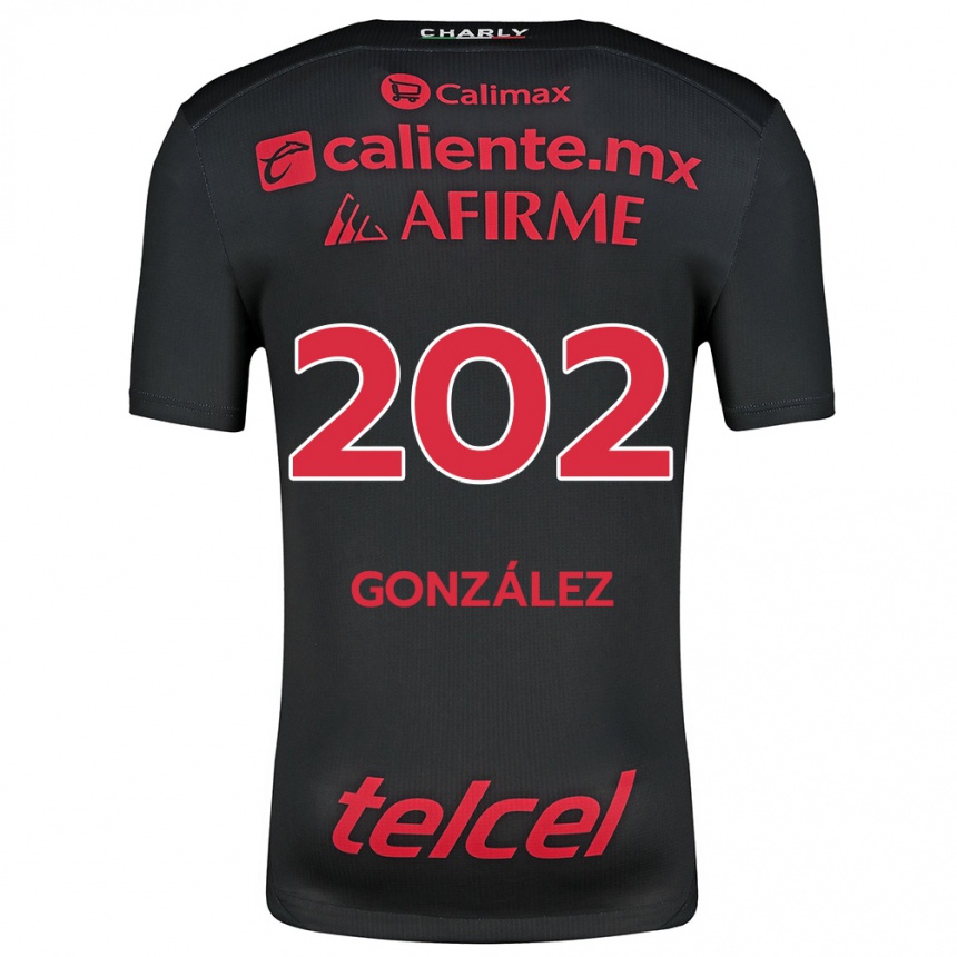 Kids Football Joban González #202 Black Red Home Jersey 2024/25 T-Shirt Australia