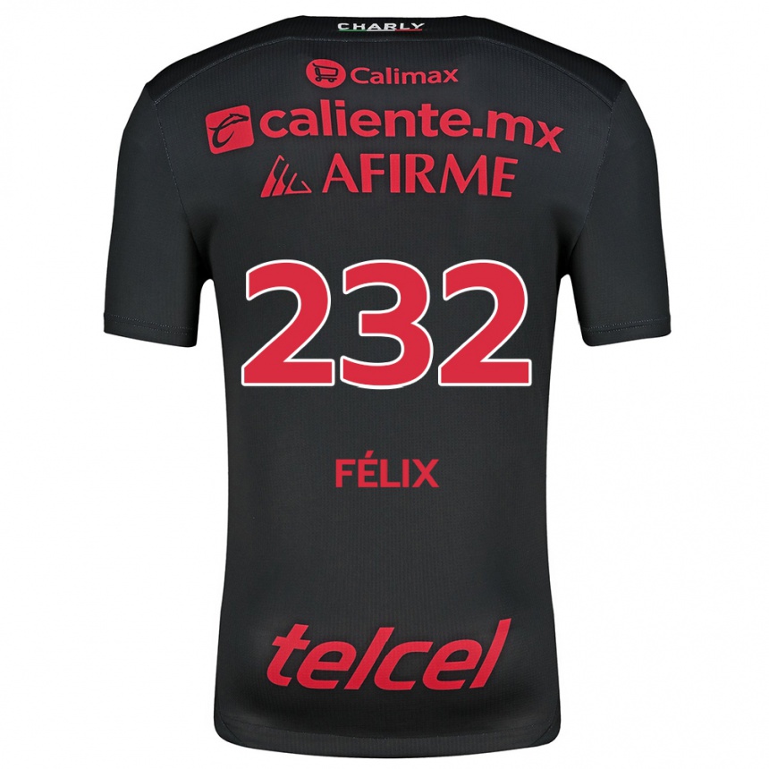 Kids Football Erick Félix #232 Black Red Home Jersey 2024/25 T-Shirt Australia