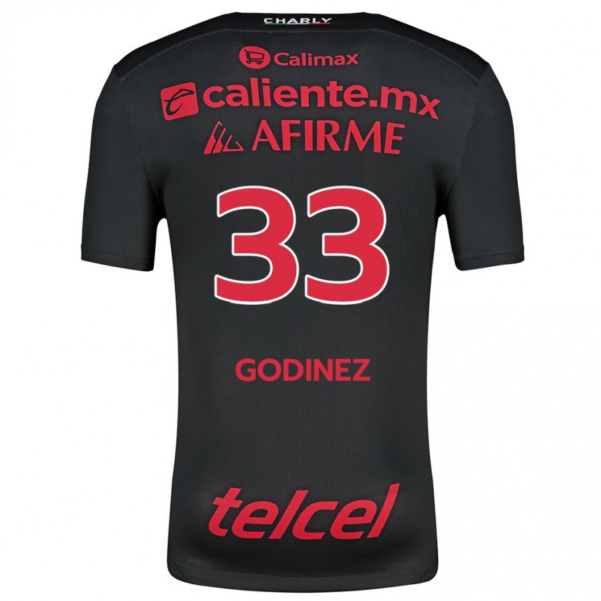 Kids Football Rodrigo Godínez #33 Black Red Home Jersey 2024/25 T-Shirt Australia