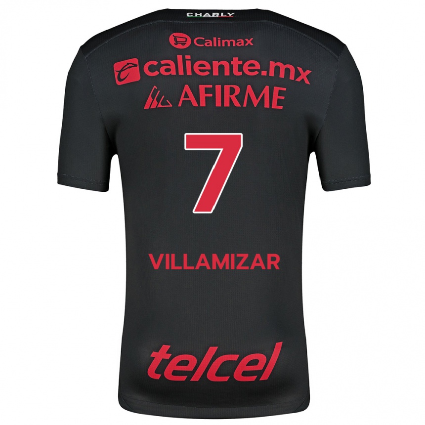 Kids Football Paola Villamizar #7 Black Red Home Jersey 2024/25 T-Shirt Australia