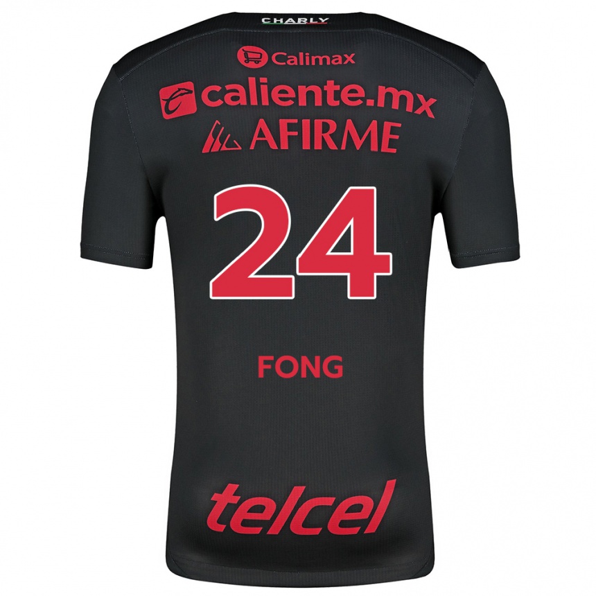 Kids Football Michel Fong #24 Black Red Home Jersey 2024/25 T-Shirt Australia