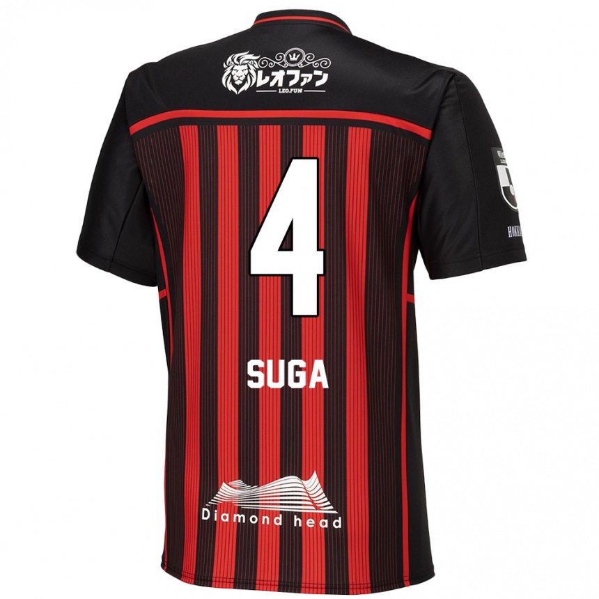 Kids Football Daiki Suga #4 Red Black Home Jersey 2024/25 T-Shirt Australia