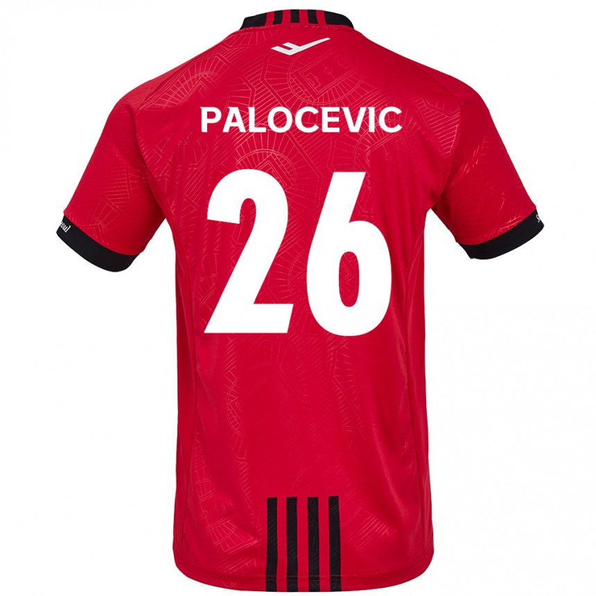 Kids Football Aleksandar Palocevic #26 Red Black Home Jersey 2024/25 T-Shirt Australia