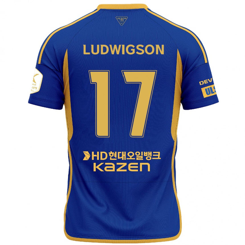 Kids Football Gustav Ludwigson #17 Blue Yellow Home Jersey 2024/25 T-Shirt Australia