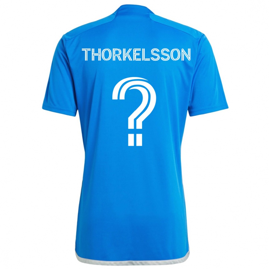 Kids Football Róbert Orri Thorkelsson #0 Blue White Home Jersey 2024/25 T-Shirt Australia