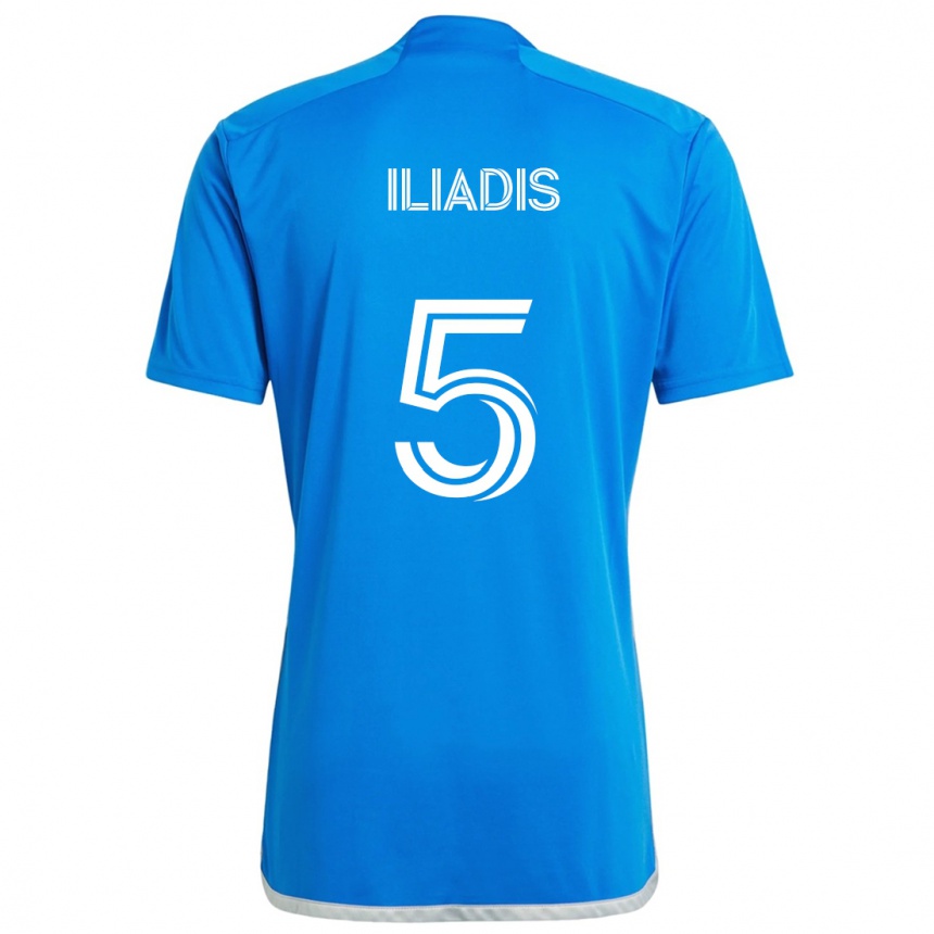 Kids Football Ilias Iliadis #5 Blue White Home Jersey 2024/25 T-Shirt Australia