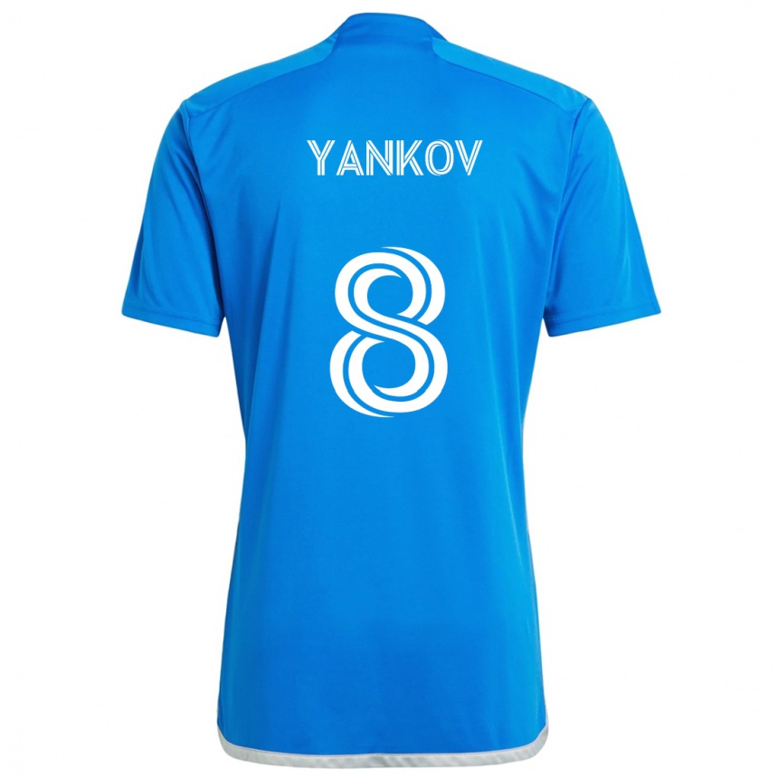 Kids Football Dominik Yankov #8 Blue White Home Jersey 2024/25 T-Shirt Australia