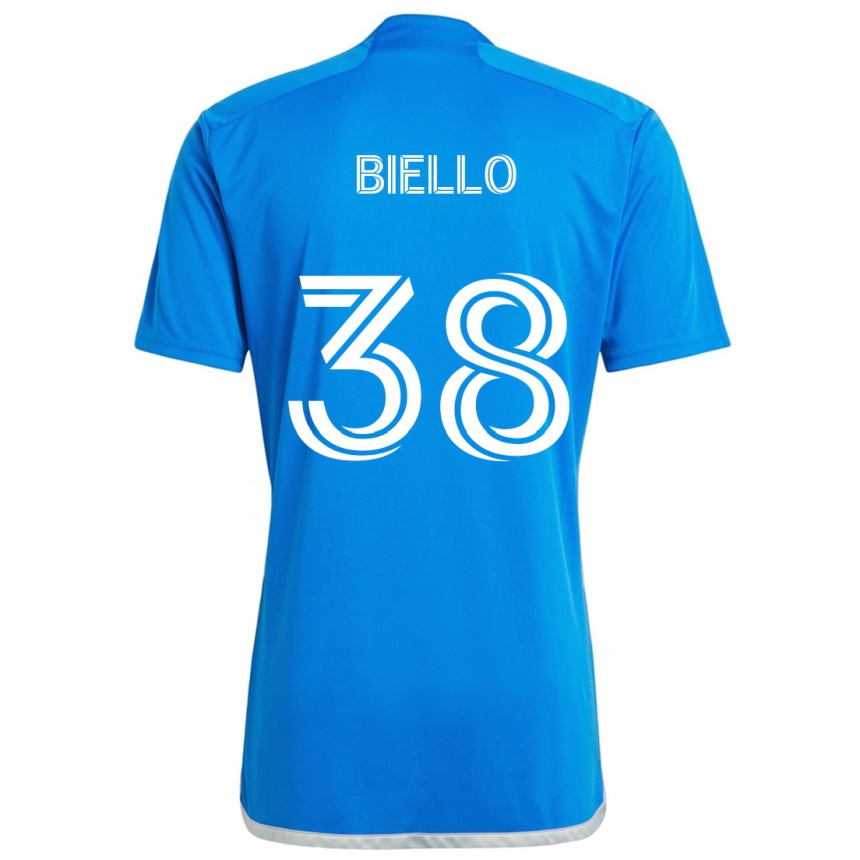 Kids Football Alessandro Biello #38 Blue White Home Jersey 2024/25 T-Shirt Australia