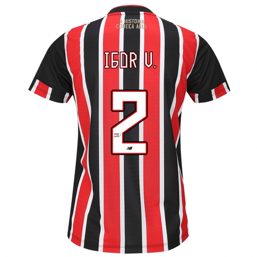 Kids Football Igor Vinícius #2 Black Red White Away Jersey 2024/25 T-Shirt Australia