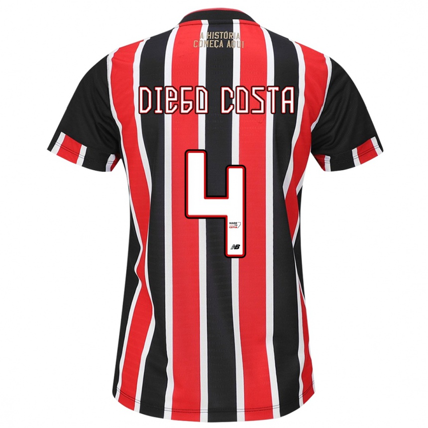 Kids Football Diego Costa #4 Black Red White Away Jersey 2024/25 T-Shirt Australia