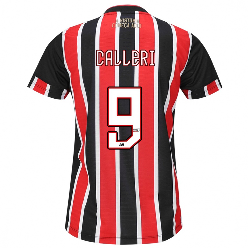 Kids Football Jonathan Calleri #9 Black Red White Away Jersey 2024/25 T-Shirt Australia